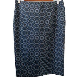Studio M Blue & Black Print Pencil Skirt Size M